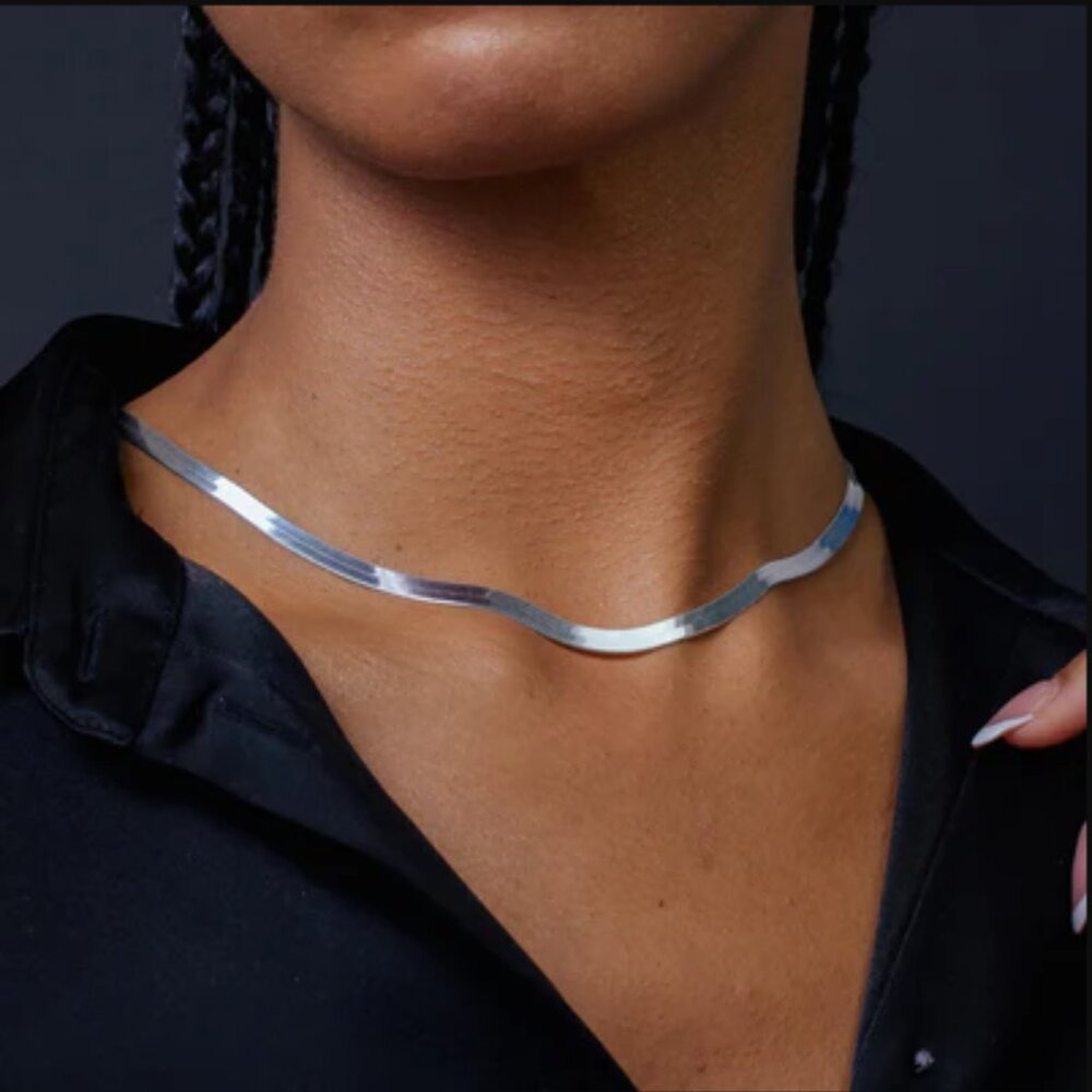 Silver 925 High Polished Herring Bone Chain 4.5 mm
